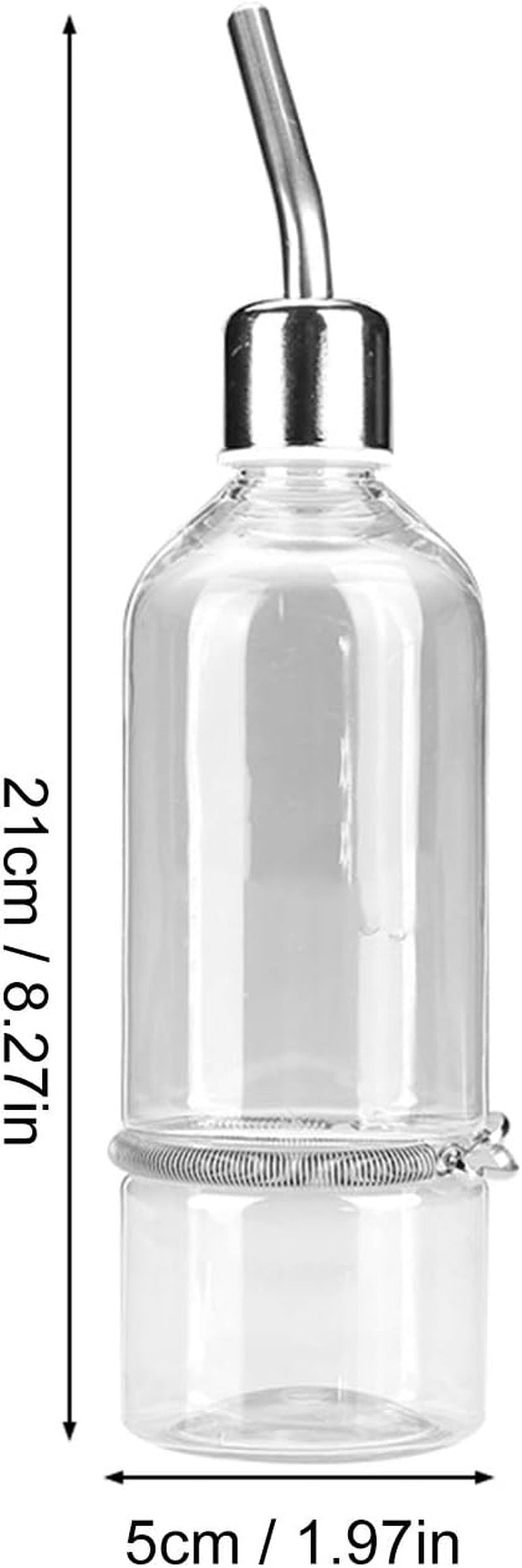 Automatic Stainless Steel Pet Water Dispenser with Ball Nipple Drinker for Birds and Hamsters, 180ml Transparent Small Animal Waterer