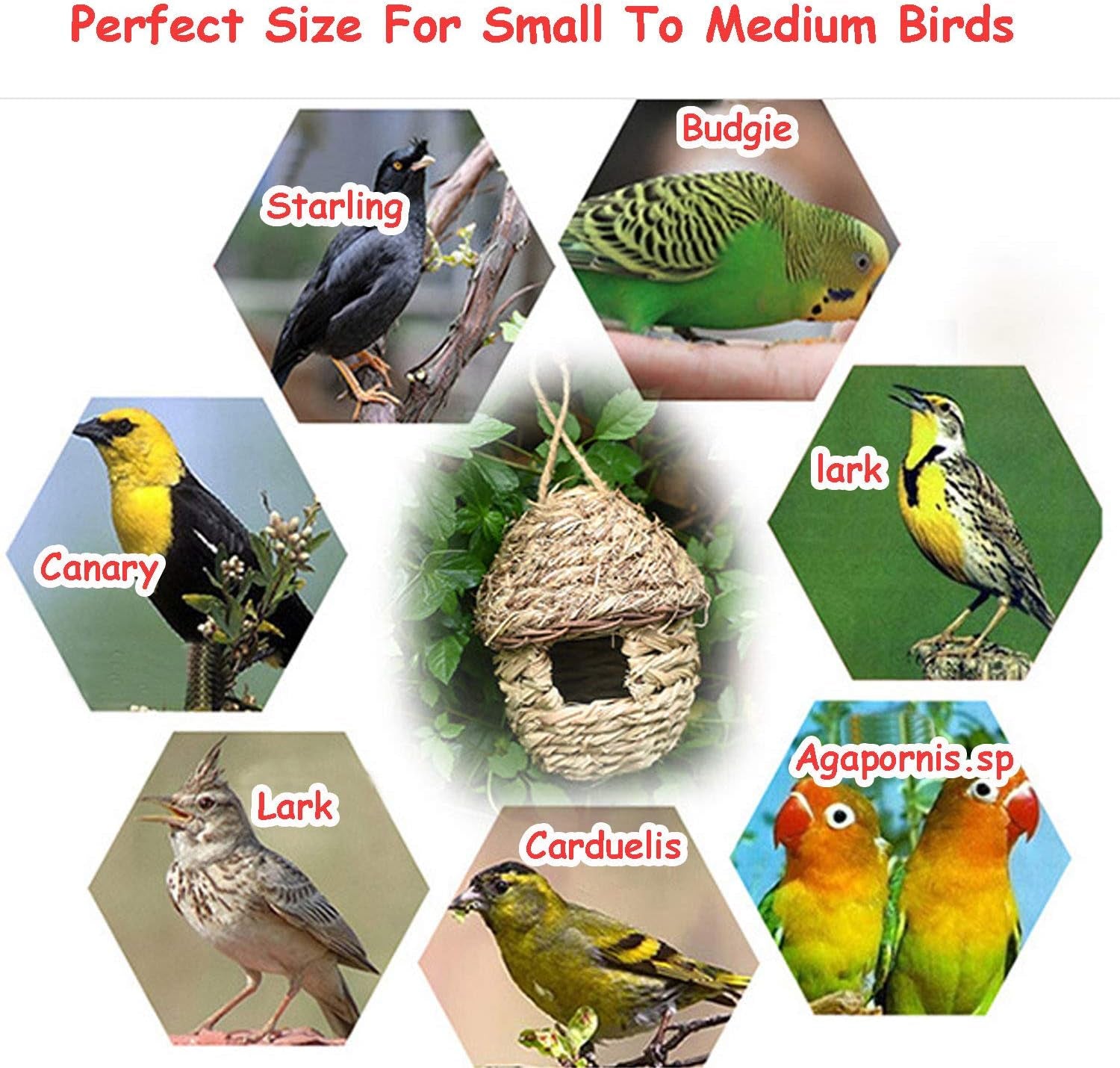 Handcrafted Natural Fiber Bird Cage Nest House - Cozy Hanging Breeding and Resting Space for Parrots, Canaries, Finches, and Cockatiels