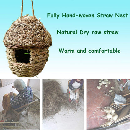 Handcrafted Natural Fiber Bird Cage Nest House - Cozy Hanging Breeding and Resting Space for Parrots, Canaries, Finches, and Cockatiels