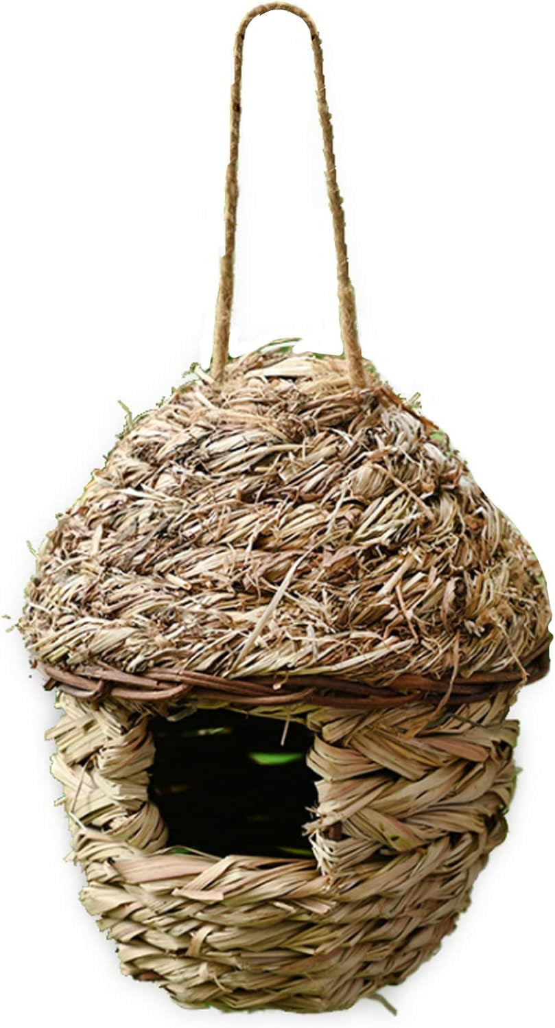 Handcrafted Natural Fiber Bird Cage Nest House - Cozy Hanging Breeding and Resting Space for Parrots, Canaries, Finches, and Cockatiels