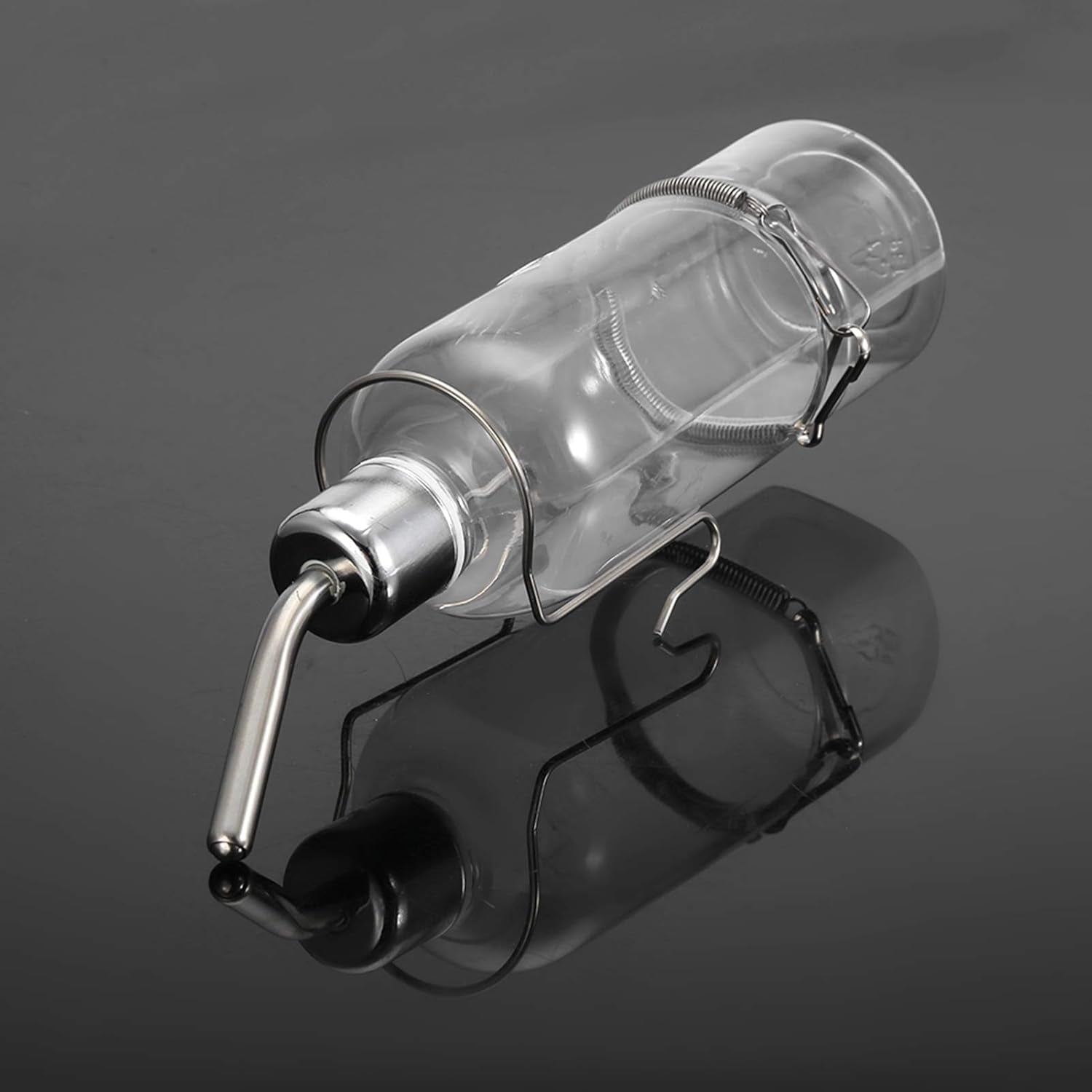 Automatic Stainless Steel Pet Water Dispenser with Ball Nipple Drinker for Birds and Hamsters, 180ml Transparent Small Animal Waterer
