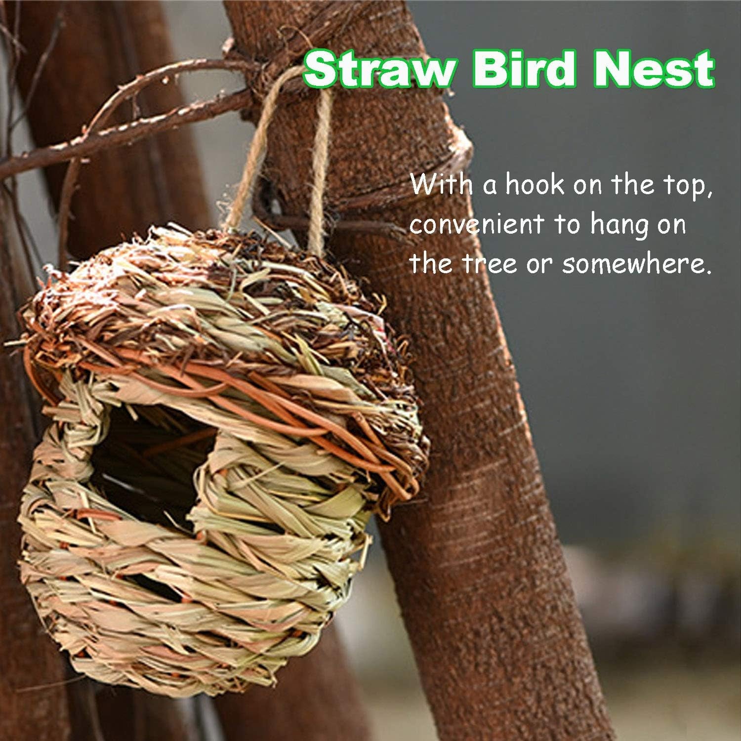 Handcrafted Natural Fiber Bird Cage Nest House - Cozy Hanging Breeding and Resting Space for Parrots, Canaries, Finches, and Cockatiels