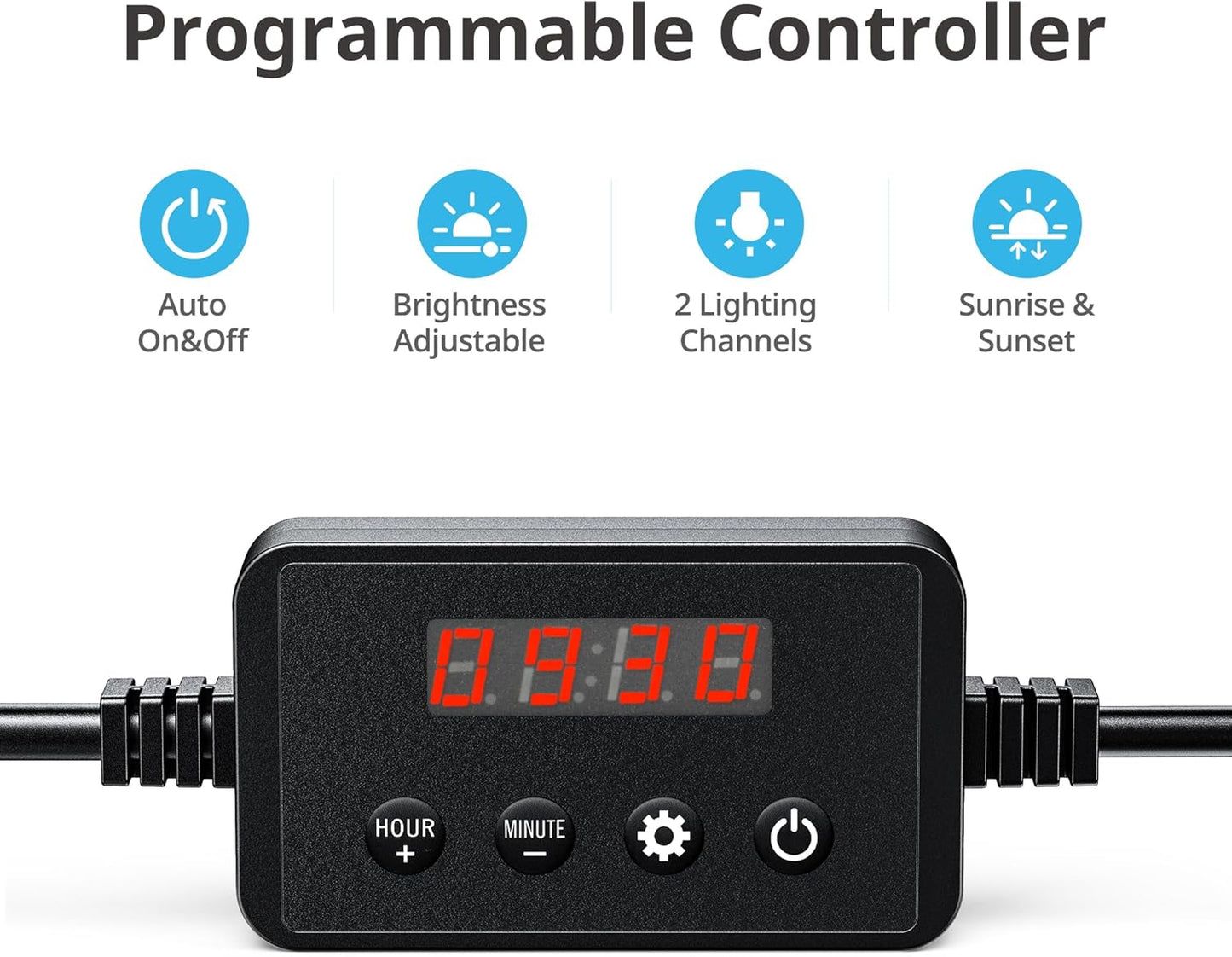 Classicled Plus LED Aquarium Light with Timer, 32 Watts for 48 to 54 Inch Aquariums, Featuring Daylight and Moonlight Cycles