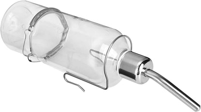 Automatic Stainless Steel Pet Water Dispenser with Ball Nipple Drinker for Birds and Hamsters, 180ml Transparent Small Animal Waterer