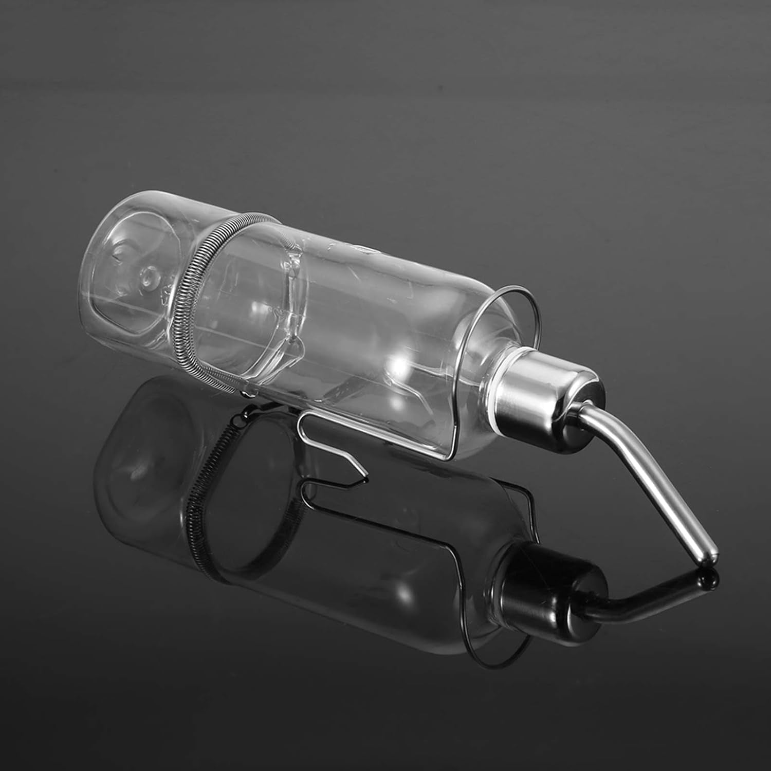 Automatic Stainless Steel Pet Water Dispenser with Ball Nipple Drinker for Birds and Hamsters, 180ml Transparent Small Animal Waterer