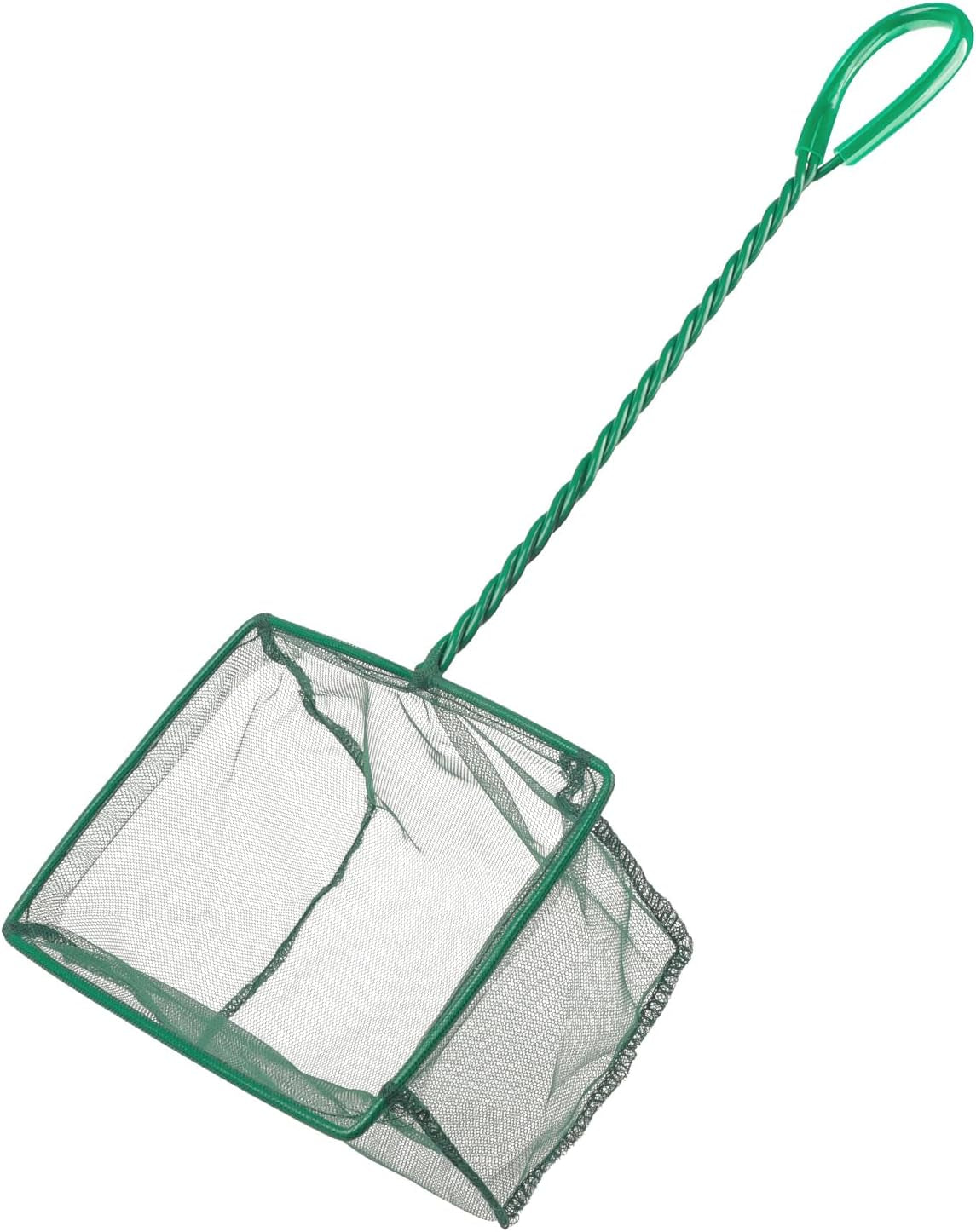 Professional Aquarium Fish Net with Braided Metal Handle - Square Soft Fine Mesh for Skimming Sludge and Food Residue in Fish Tanks, Small Koi Ponds, and Pools
