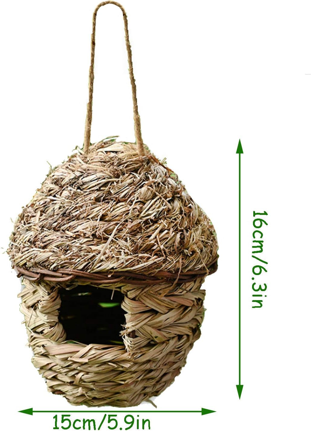 Handcrafted Natural Fiber Bird Cage Nest House - Cozy Hanging Breeding and Resting Space for Parrots, Canaries, Finches, and Cockatiels