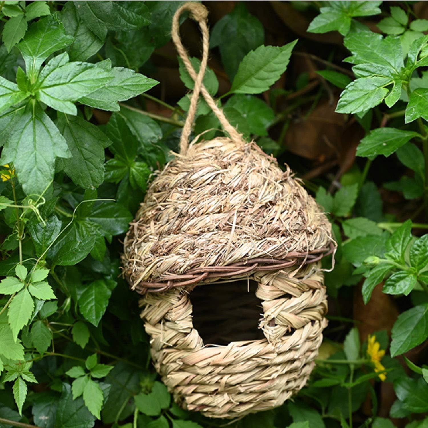 Handcrafted Natural Fiber Bird Cage Nest House - Cozy Hanging Breeding and Resting Space for Parrots, Canaries, Finches, and Cockatiels