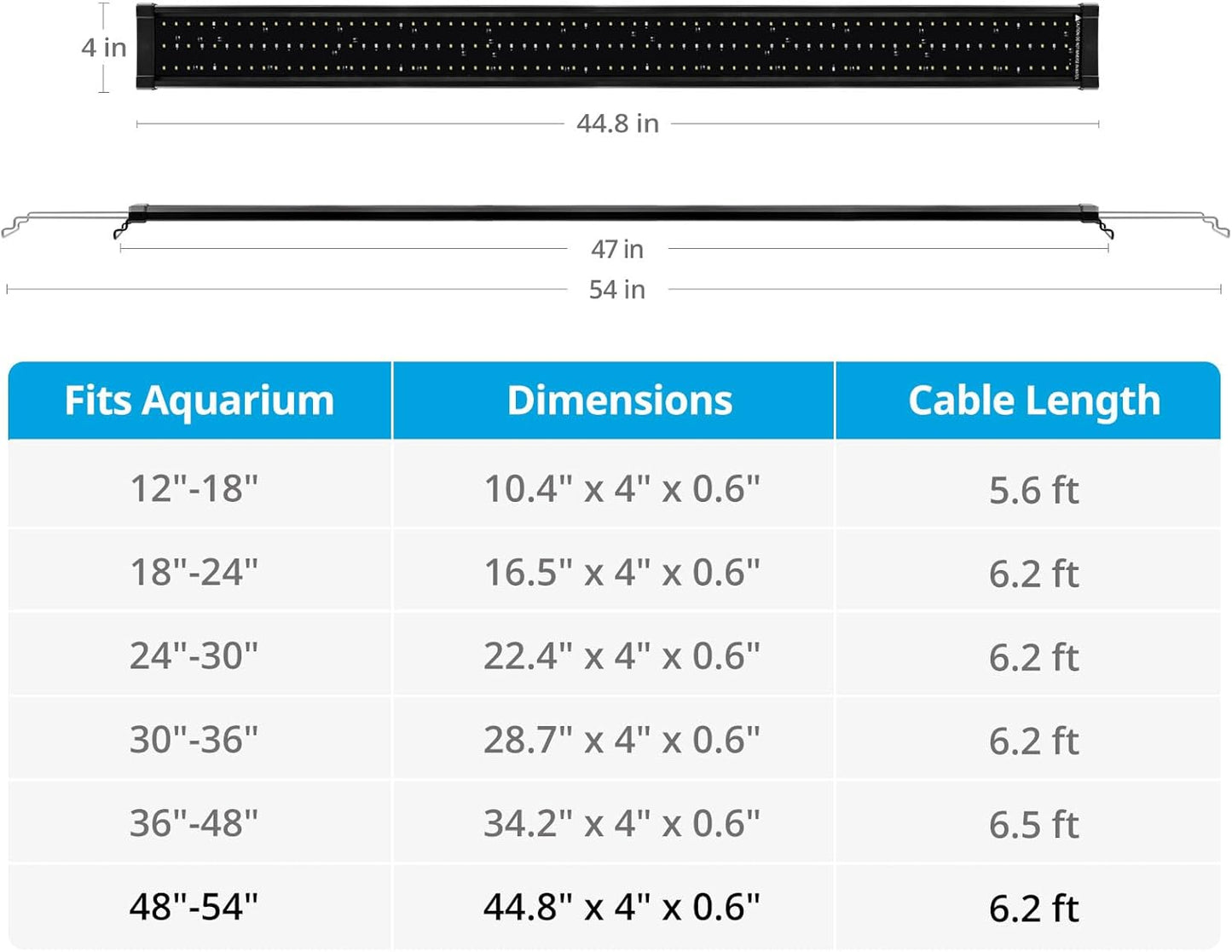 Classicled Plus LED Aquarium Light with Timer, 32 Watts for 48 to 54 Inch Aquariums, Featuring Daylight and Moonlight Cycles