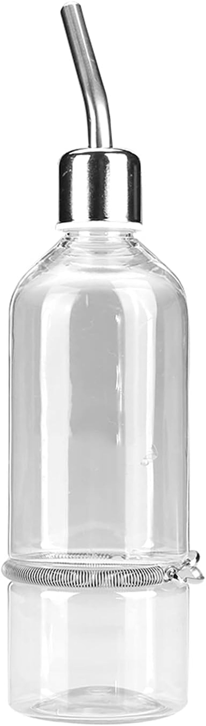 Automatic Stainless Steel Pet Water Dispenser with Ball Nipple Drinker for Birds and Hamsters, 180ml Transparent Small Animal Waterer