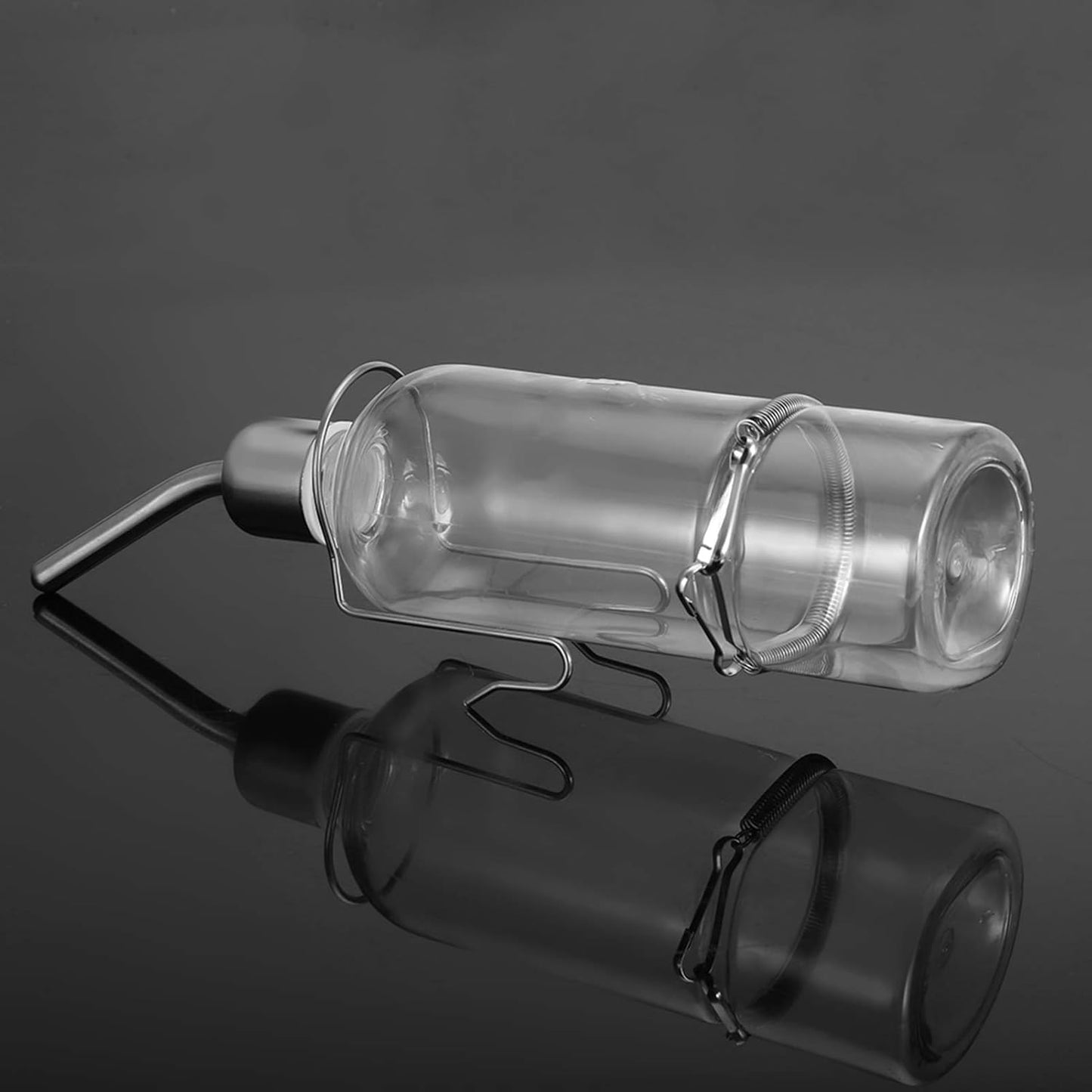 Automatic Stainless Steel Pet Water Dispenser with Ball Nipple Drinker for Birds and Hamsters, 180ml Transparent Small Animal Waterer